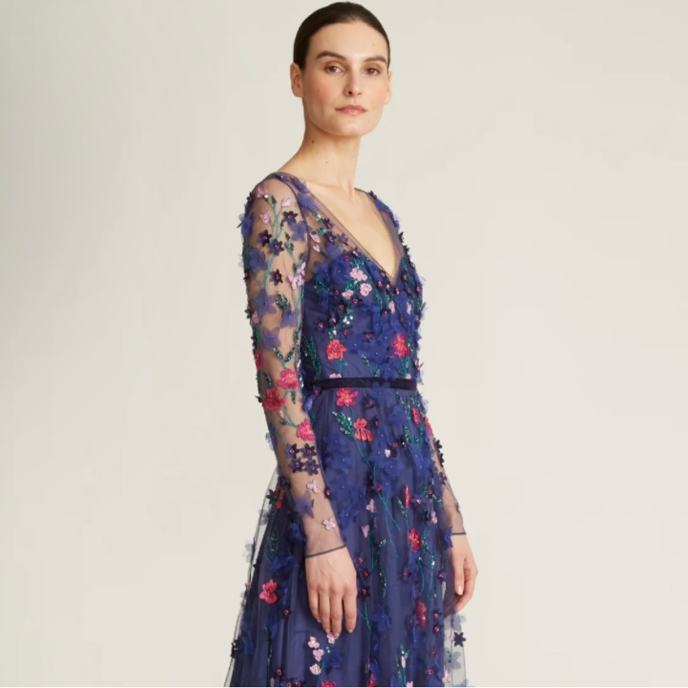 THEIA Floral Embroidered Dress
